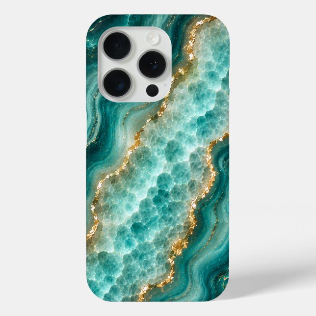 Luxury Turquoise Agate Marble with Gold Veins Case-Mate iPhone Case (Back)