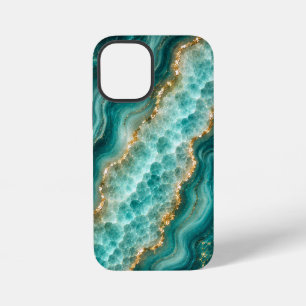 Luxury Turquoise Agate Marble with Gold Veins iPhone 12 Mini Case