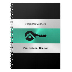 Luxury Turquoise & Black Key Real Estate Notebook