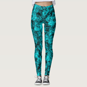 Luxury Turquoise & Black Marble Leggings