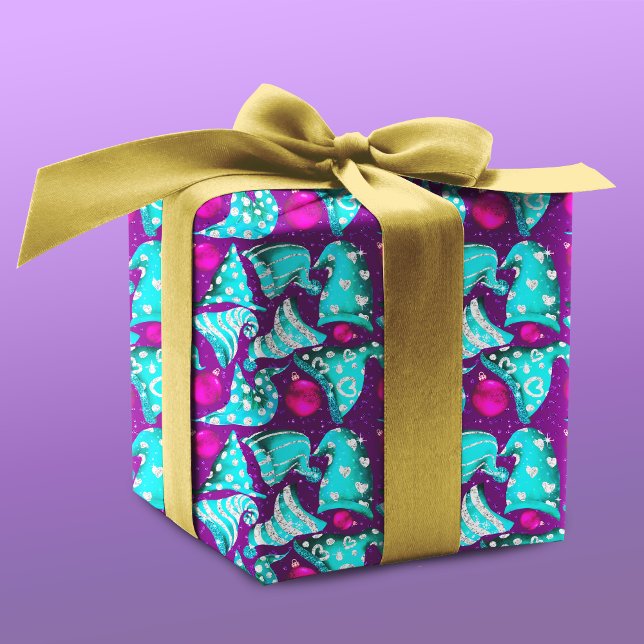 Luxury turquoise faux glitter gnome hat Christmas  Wrapping Paper (Creator Uploaded)