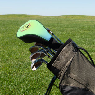 Luxury Turquoise floral gradient monogram name Golf Head Cover