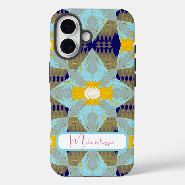 ⁠Luxury Turquoise Gold Leaf Mandala  Case-Mate iPhone Case (Back)