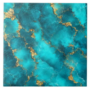 Luxury Turquoise Gold Marble Ceramic Tile