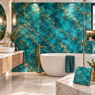 Luxury Turquoise Gold Marble Ceramic Tile