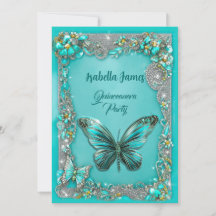 luxury turquoise Quinceanera party Butterfly chic 