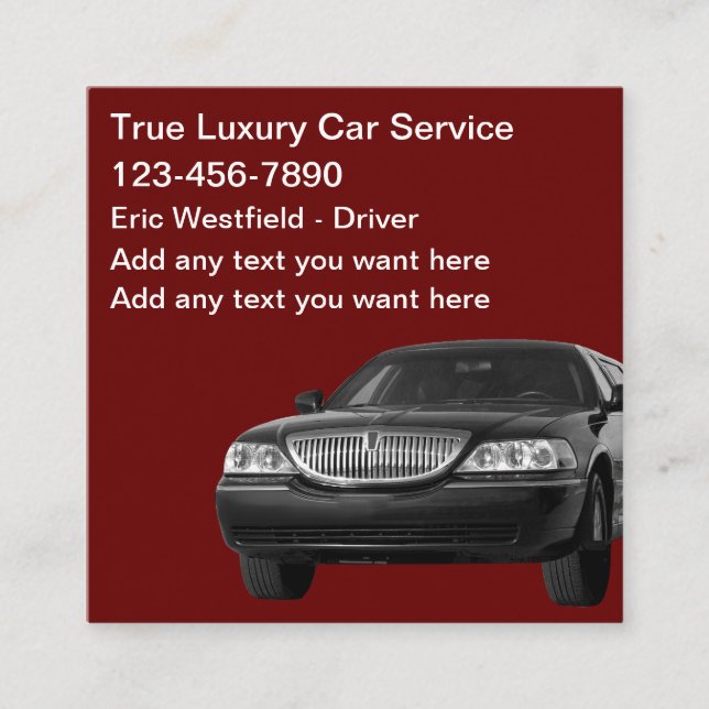 Luxury Uber Car Service Taxi Business Cards (Front)