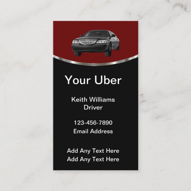 Luxury Uber Driver Business Cards (Front)
