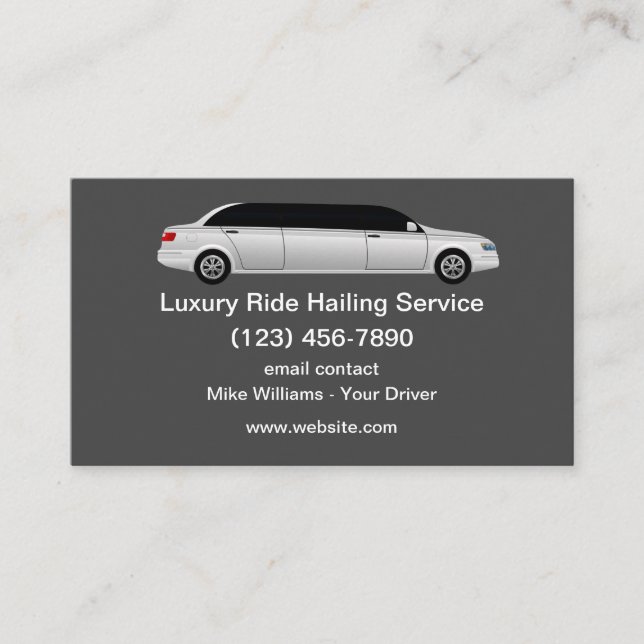 Luxury Uber Ride Hailing Service Driver Business Card (Front)