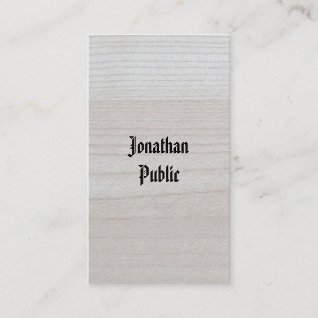 Luxury Ultra Thick Wood Look Handwritten Template Business Card (Front)