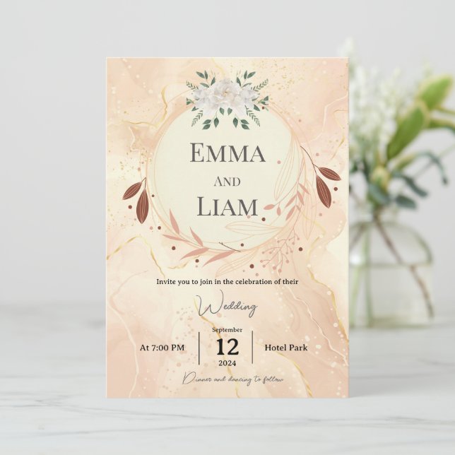 Luxury Unique Wedding Card – Personalised Gold (Standing Front)