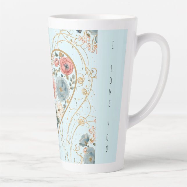 Luxury, Valentine's Day, Flowers of My Heart Latte Mug (Right)