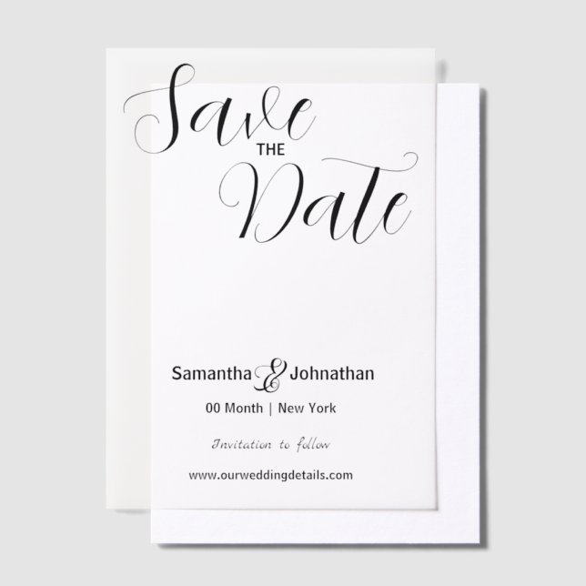 Luxury vellum photo overlay script  vellum invitations (Offset)