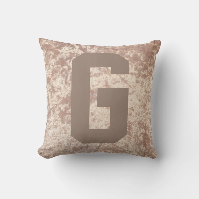 Luxury velvet stylish throw pillow cushion initial (Front)