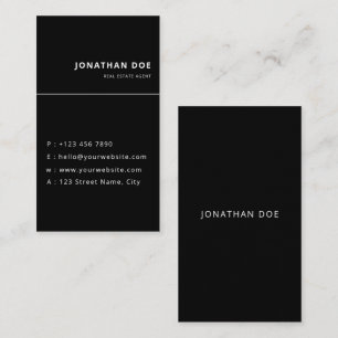 Luxury Vertical Black Minimalist Real Estate Business Card