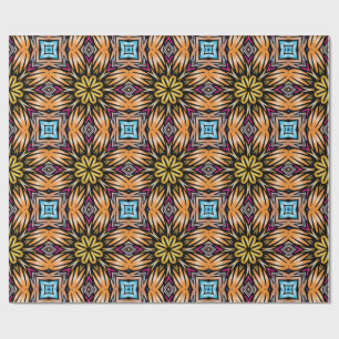 Luxury Vibrant Gold Floral Kaleidoscope Pattern Wrapping Paper