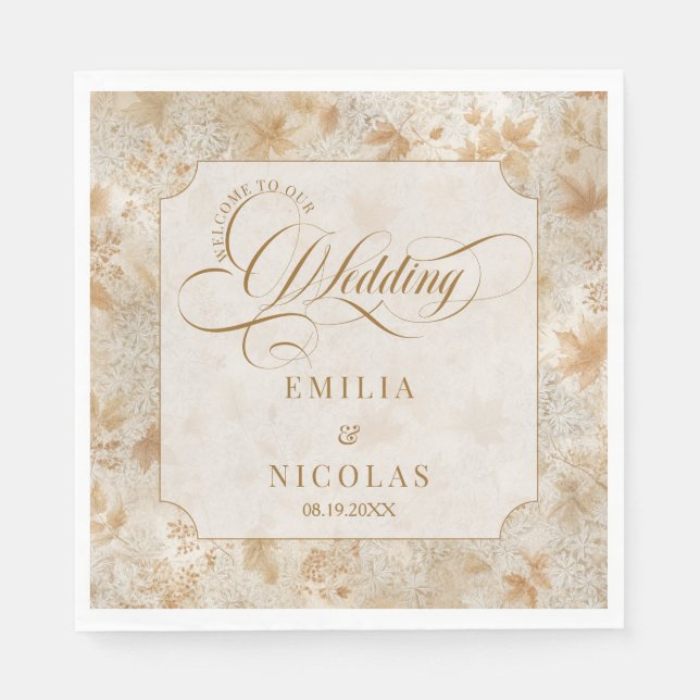 Luxury Victorian Fall Autumn Wedding Napkin (Front)