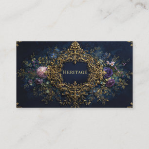 Luxury Victorian Ornate Gold Floral and Jewel Tone Business Card