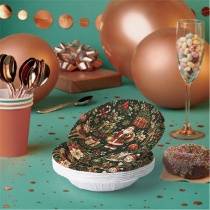 Luxury Vintage Christmas Holiday Pattern Paper Plate