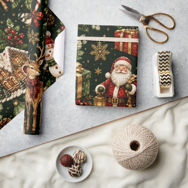 Luxury Vintage Christmas Holiday Pattern Wrapping Paper (Crafts)