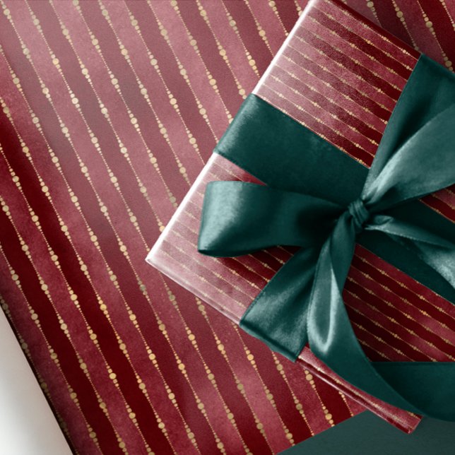 Luxury Vintage Dark red gold stripes Wrapping Paper (Creator Uploaded)