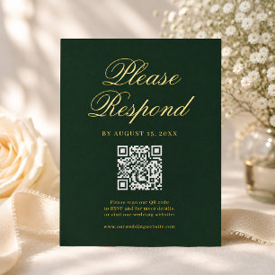 Luxury Vintage Emerald Regency Wedding RSVP Card