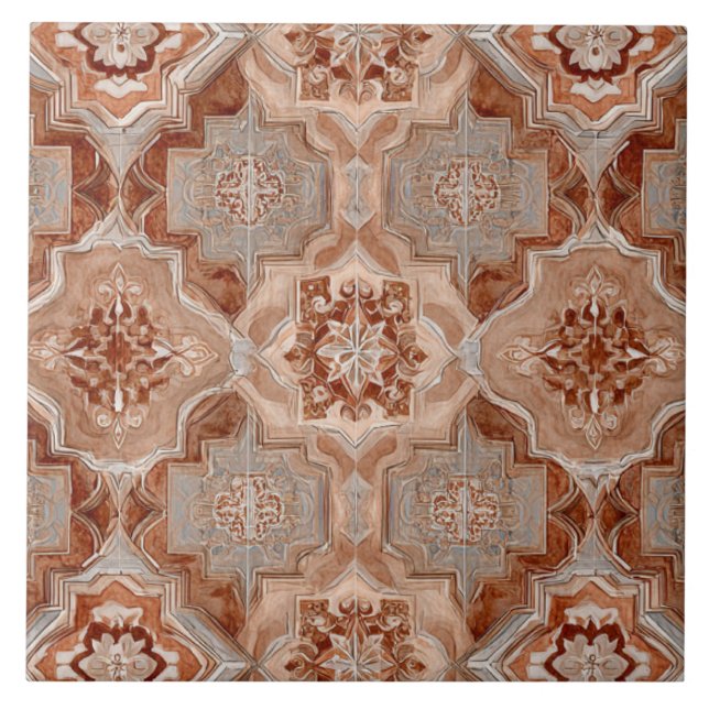 Luxury Vintage Islamic Geometric Sand Terracotta  Tile (Front)