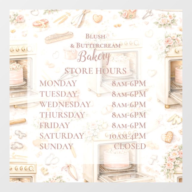 Luxury Vintage Patisserie Bakery Business Window Cling (Sheet)