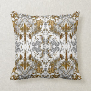 Luxury vintage pattern in gold, white and grey cushion