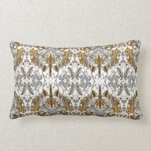 Luxury vintage pattern in gold, white and grey  lumbar cushion