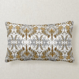Luxury vintage pattern in gold, white and grey  lumbar cushion