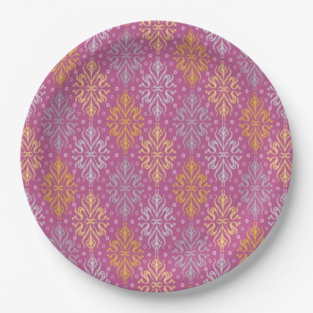 Luxury Vintage Pattern Paper Plate (Front)