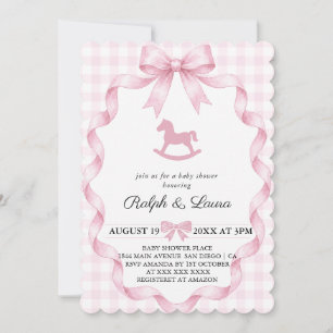 Luxury Vintage Plaid Bow Baby Shower Invitation