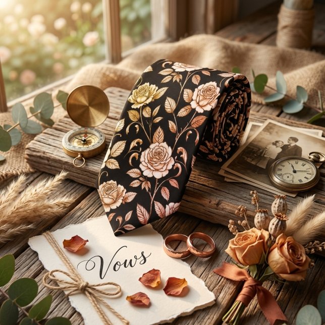 Luxury Vintage Roses on Black Tie (Creator Uploaded)