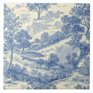 Luxury Vintage Soft Toile Jouy French Countryside Tile