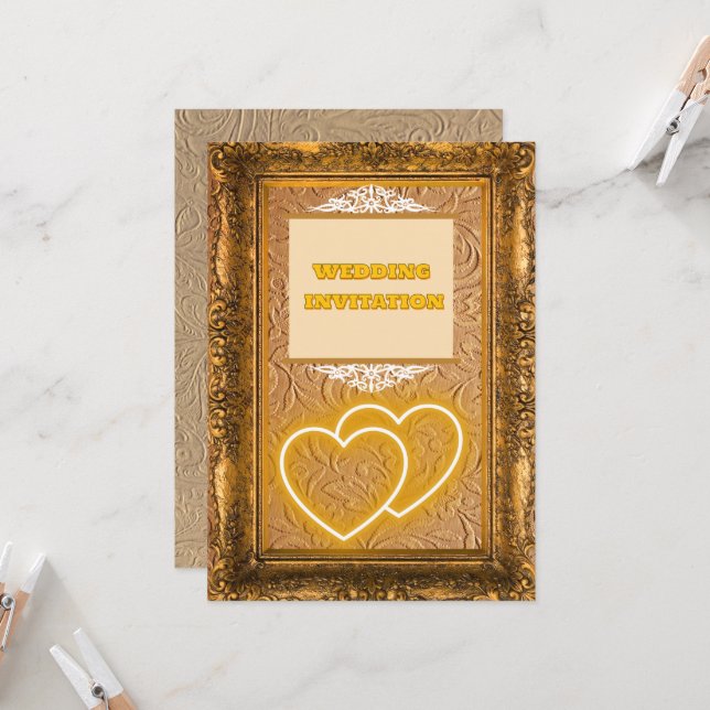 Luxury Vintage Texture Islamic Wedding Invitation (Front/Back In Situ)