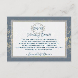 Luxury Vintage Wedding Reception Details Card