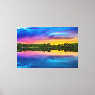Luxury Wall Art Scenic Lake Water Landscape Sunset