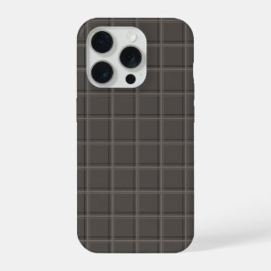 Luxury Warm Charcoal Windowpane Plaid iPhone 15 Pro Case