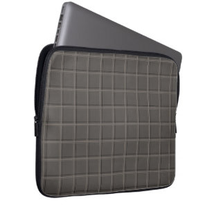 Luxury Warm Charcoal Windowpane Plaid Laptop Sleeve
