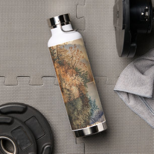 Luxury Watercolor Autumn Mountain Lake Water Bottle
