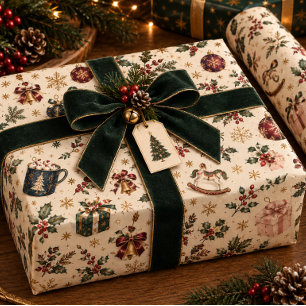 Luxury Watercolor Christmas Gift Wrap