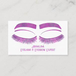 Luxury Watercolor Eyelash & Brow Beauty, Purple Business Card