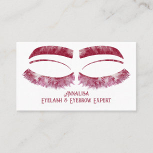 Luxury Watercolor Eyelash & Brow Beauty, Red Business Card