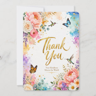 Luxury Watercolor Floral Thank You Greeting Card
