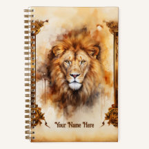 Luxury Watercolor Lion Portrait with Ornate Frame