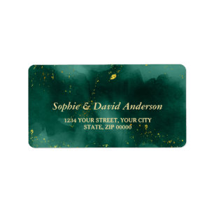 Luxury Watercolor Malachite Gold Wedding Label