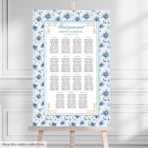 Luxury Watercolor Pastel Blue Gold Seating Chart