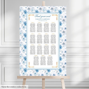 Luxury Watercolor Pastel Blue Gold Seating Chart