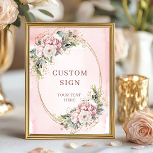 Luxury Watercolor Rose Gold Floral Custom Sign